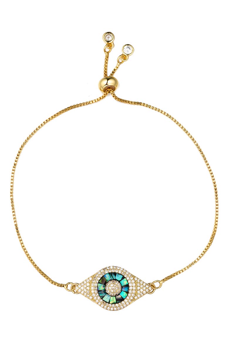 EYE CANDY LOS ANGELES Evil Eye Slider Bracelet, Main, color, Gold
