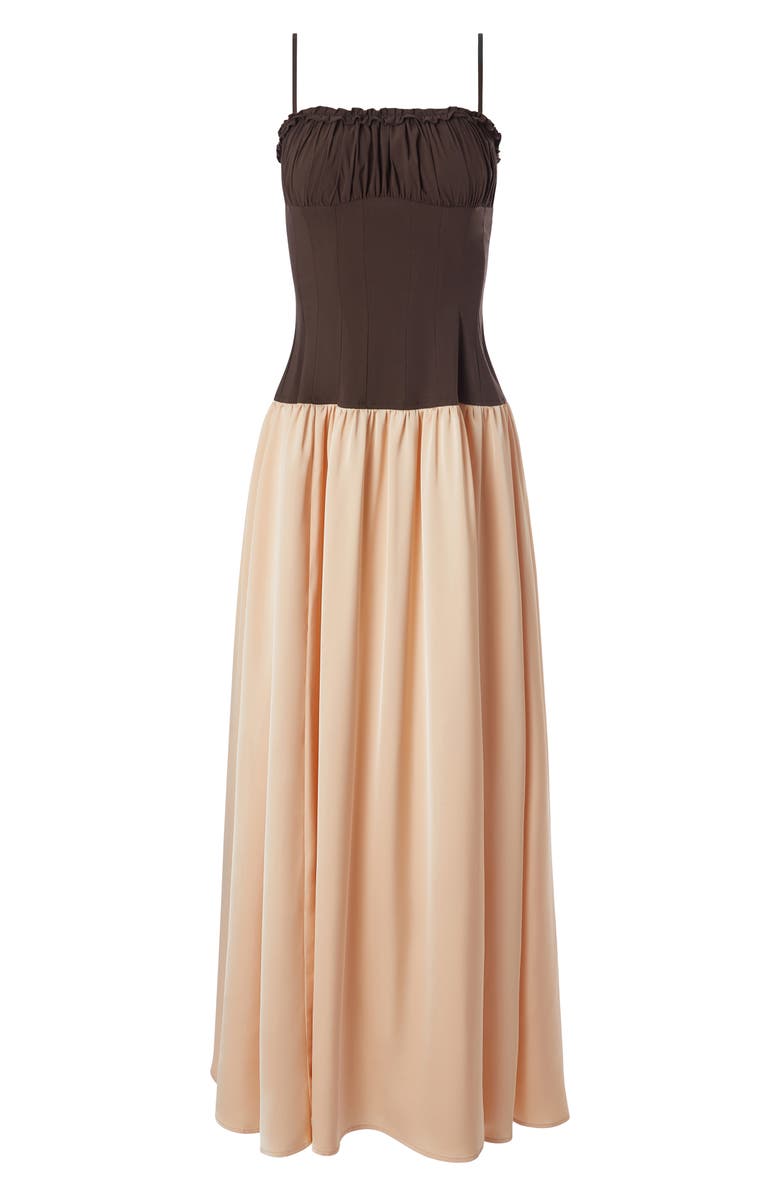 WeWoreWhat Corset Bodice Maxi Dress, Alternate, color, Chestnut/ Beige