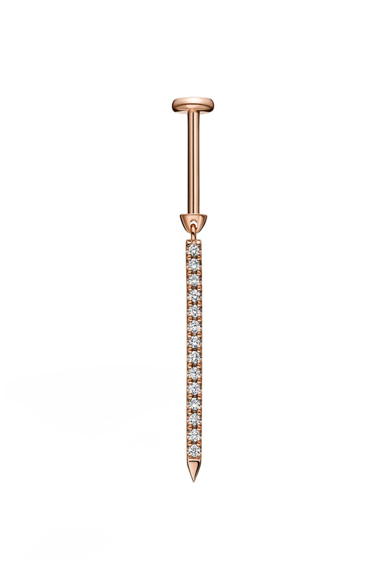 Diamond Eternity Single Bar Charm Stud Earring, Alternate, color, 18K ROSE GOLD/ DIAMOND
