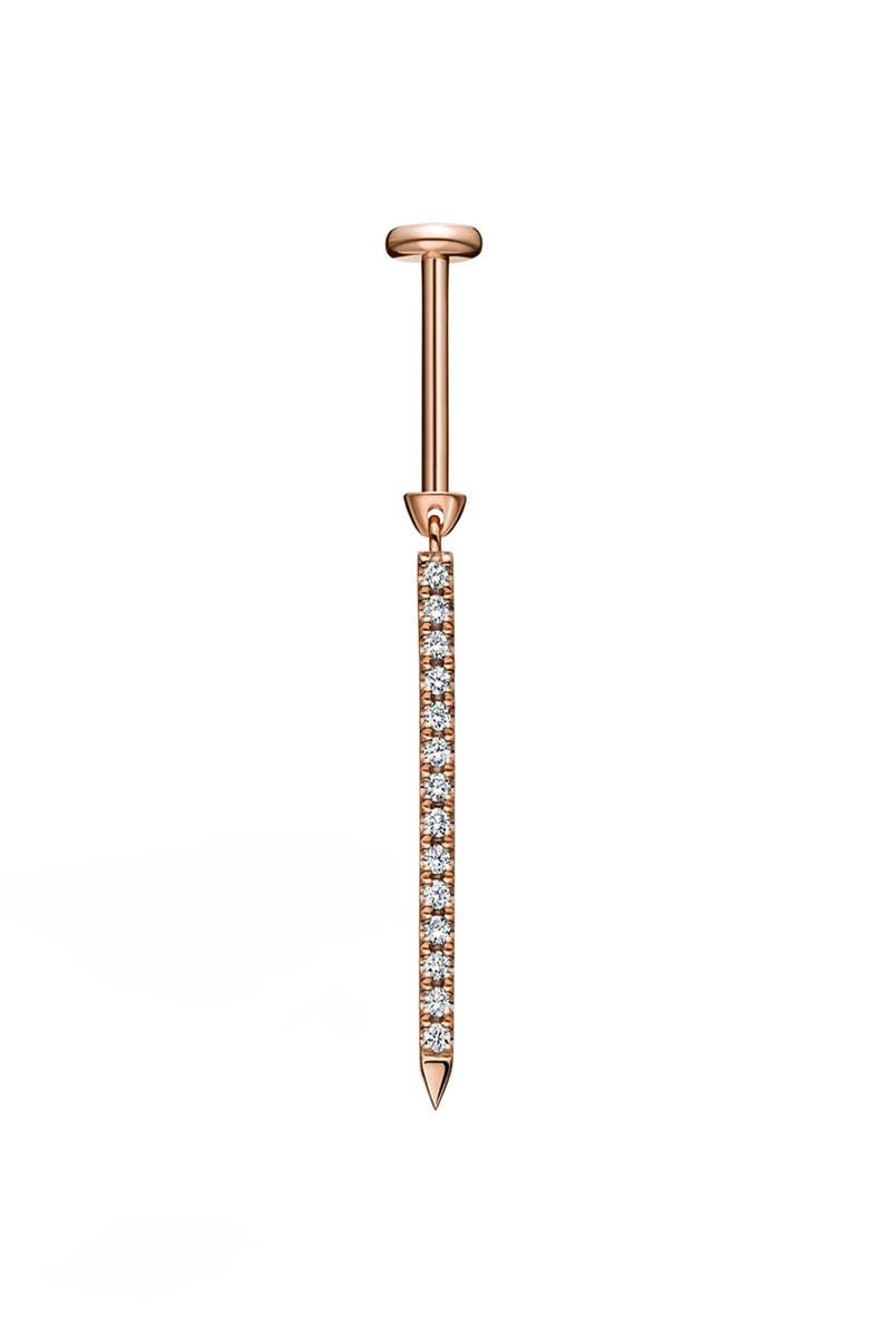 MARIA TASH Diamond Eternity Single Bar Charm Stud Earring, Alternate, color, 18K Rose Gold/ Diamond