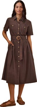 Celtic & Co. Belted Safari Midi Shirt Dress