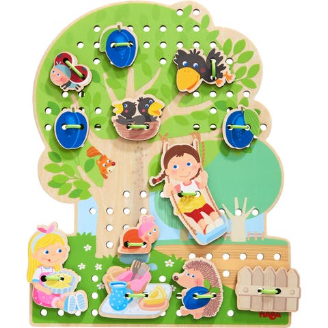 Orchard Threading Game for Kids Ages 3-5, Lacing Tiles for Fine Motor Skills Development, Montessori Learning Toy for Preschoolers
