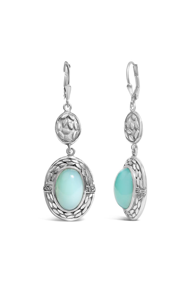 Silver Chalcedony Diamond Accent Drop and Dangle Earring, Alternate, color, White