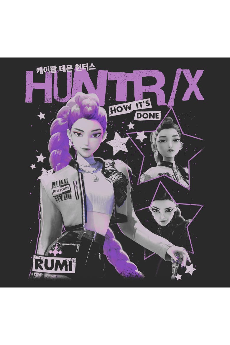 Men's Pop Star Huntrix Rumi Short Sleeve Graphic T-Shirt, Alternate, color, Charcoal