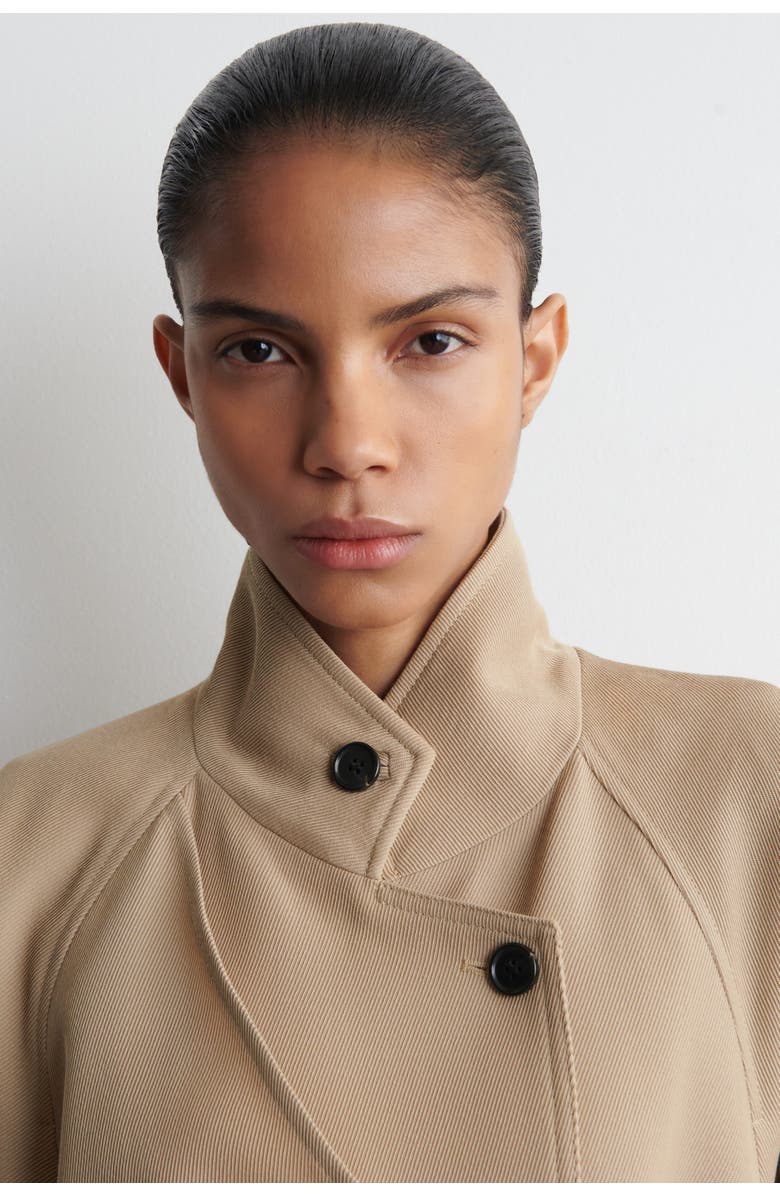 COS Wrap-Over Wool-Twill Trench Coat, Alternate, color, Beige