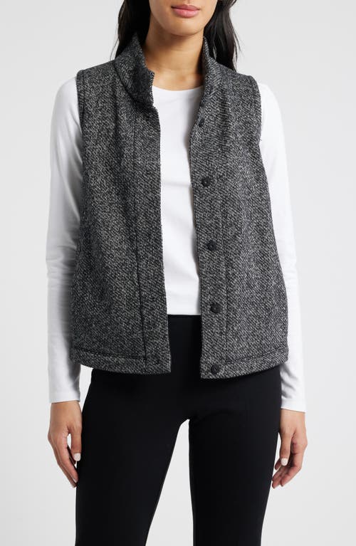 Eileen Fisher Stand Collar Organic Cotton Vest In Black/white