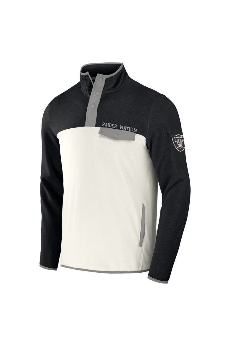 Men's NFL x Darius Rucker Collection by Fanatics Black/Cream Las Vegas Raiders Micro Fleece Quarter-Snap Jacket, Alternate, color, Black