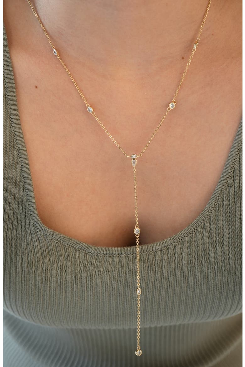 Cubic Zirconia Station Y-Necklace, Alternate, color, GOLD