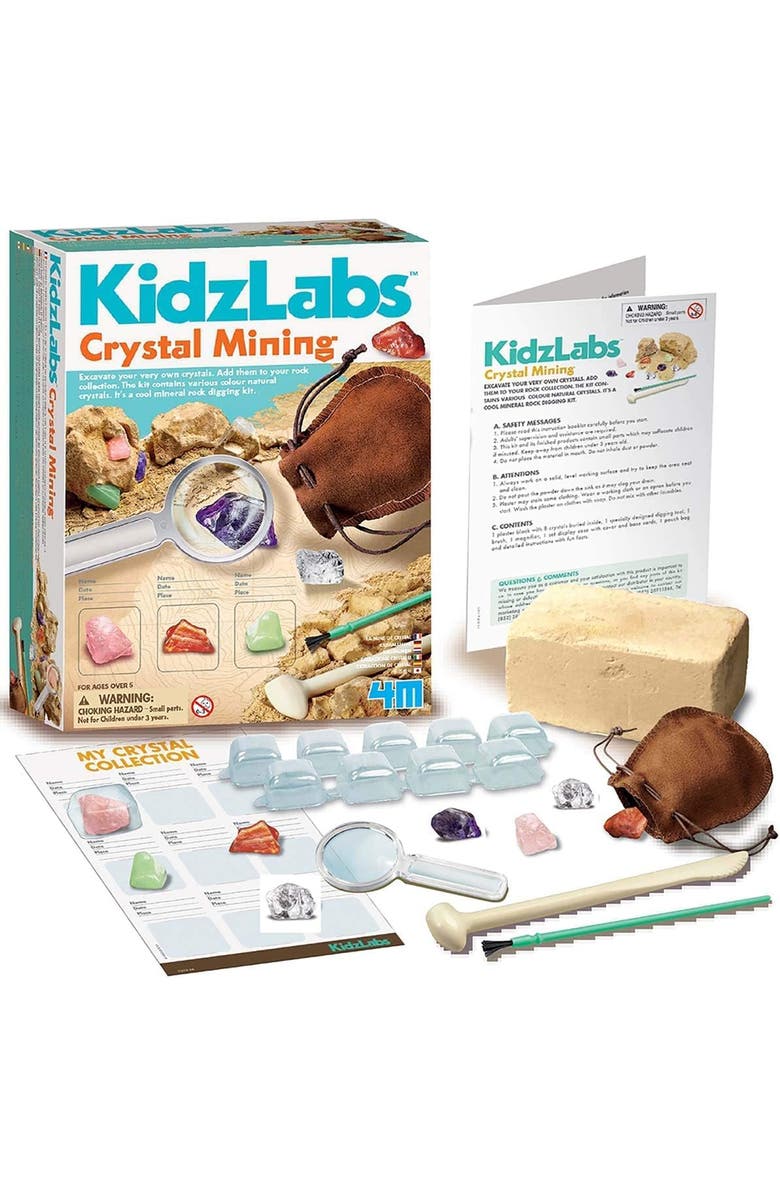 4M Kidzlabs Crystal Mining Kit Diy Geology Dig, Alternate, color, Multicolored