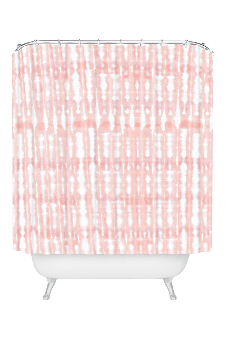 Shibori Plaid Shower Curtain, Main, color, PINK