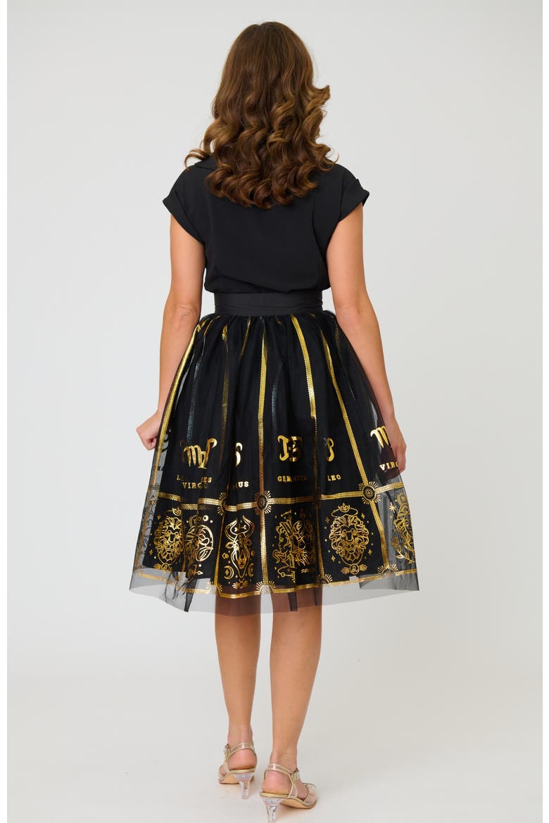 Brilliance Swing Skirt, Alternate, color, Black Zodiac Sign Print