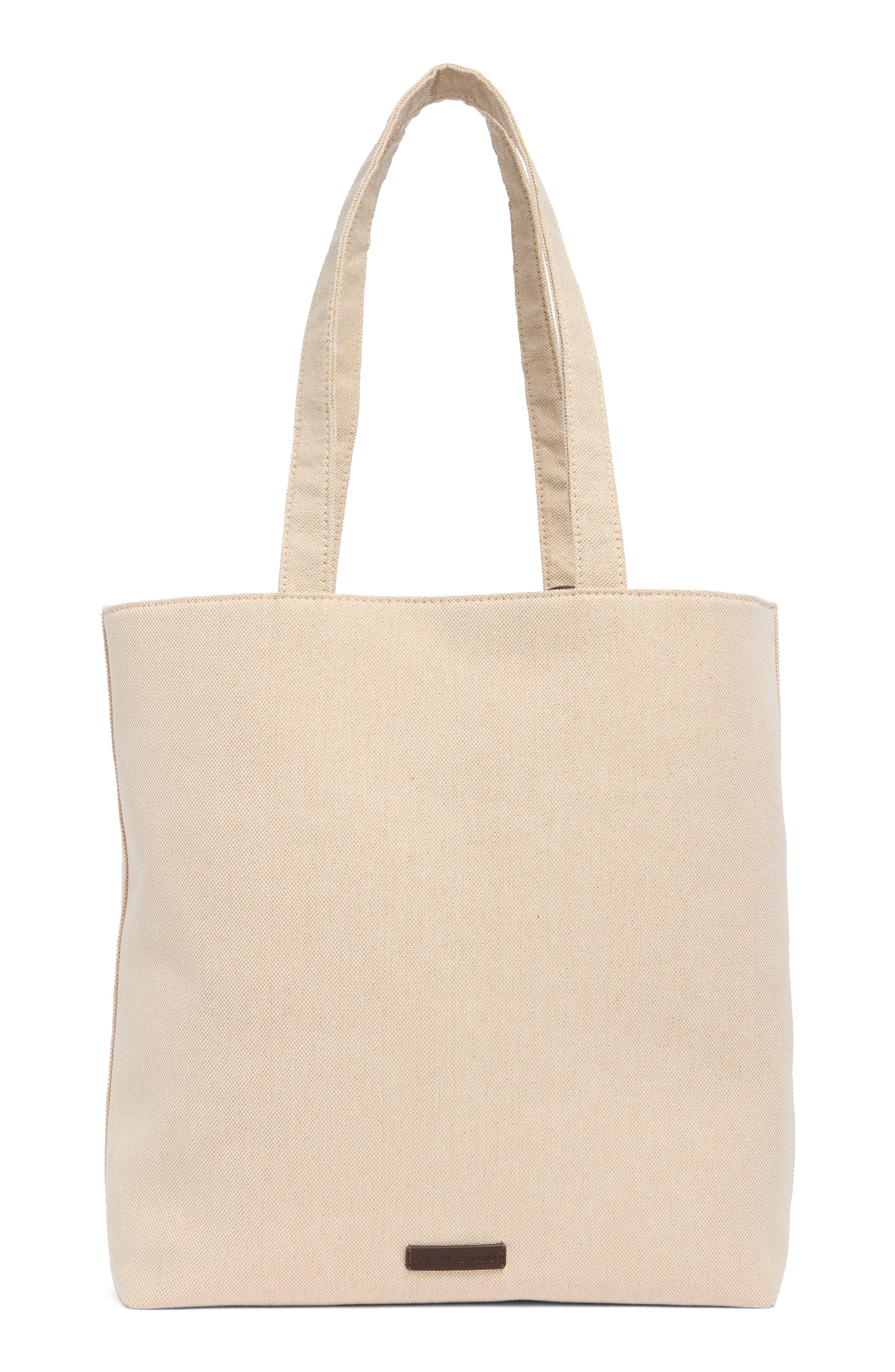 Lucky Brand Pira Canvas Book Tote Bag, Alternate, color, Beige Canvas