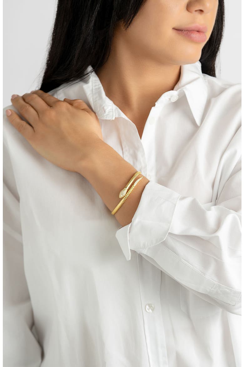 Cubic Zirconia Snake Ring & Cuff Bracelet Set, Alternate, color, GOLD