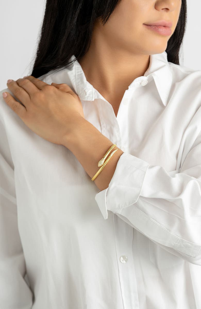 Adornia Cubic Zirconia Snake Ring & Cuff Bracelet Set, Alternate, color, Gold