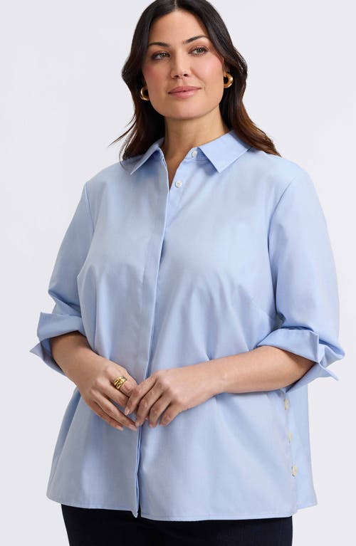 Foxcroft Beatrice Side Button Shirt In Soft Blue