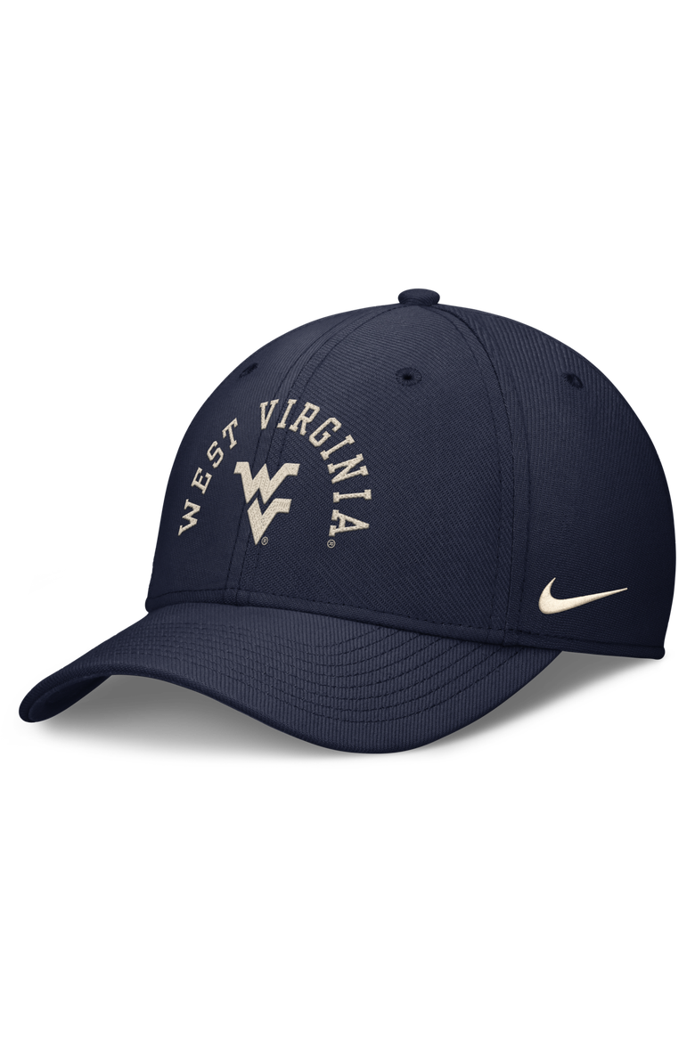 Men's Nike  Navy West Virginia Mountaineers Campus Prep Chained & Arched Swooshflex Flex Hat, Main, color, Navy