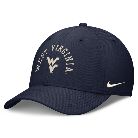 Men's Nike  Navy West Virginia Mountaineers Campus Prep Chained & Arched Swooshflex Flex Hat