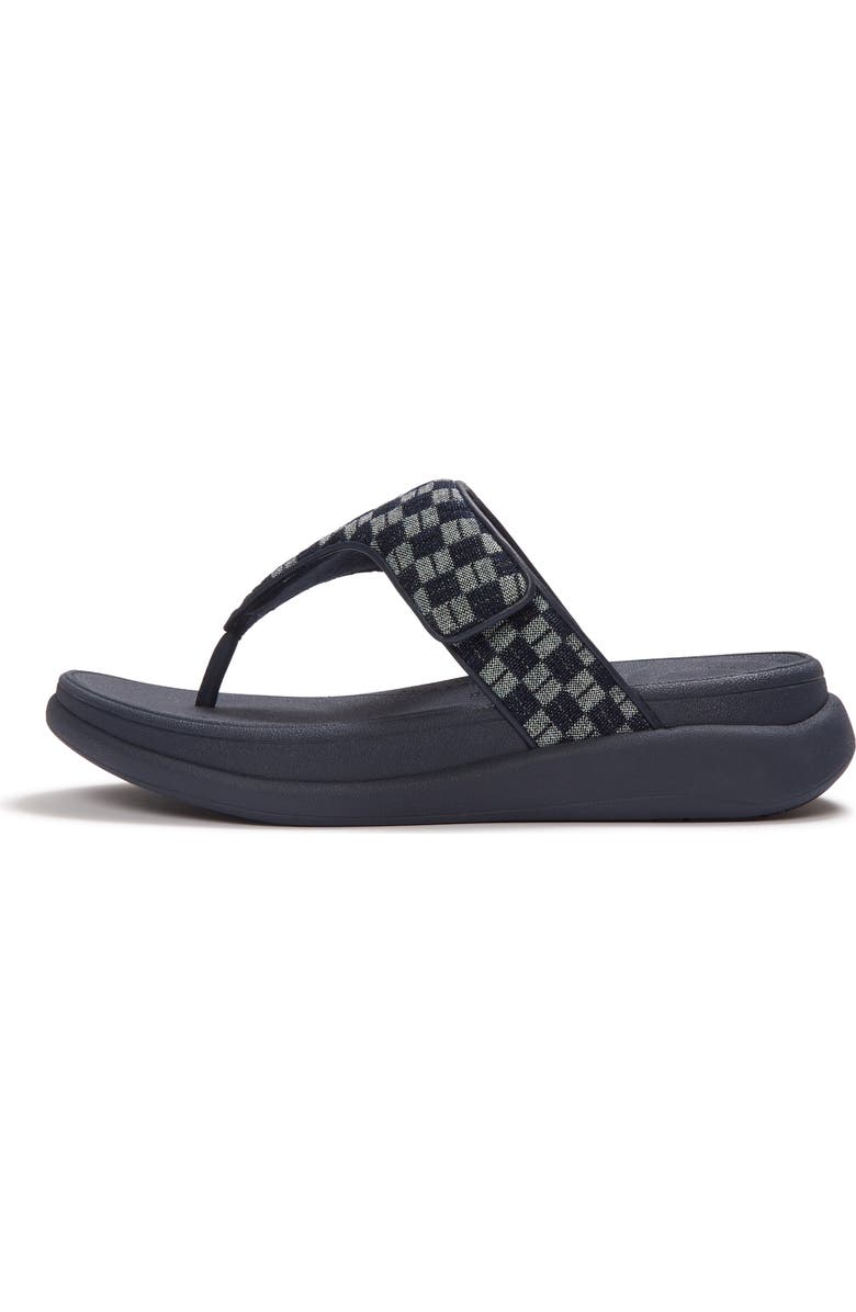 FitFlop F-Mode Go Adj Checkerboard-Denim Toe-Post Sandals, Alternate, color, Dark Denim