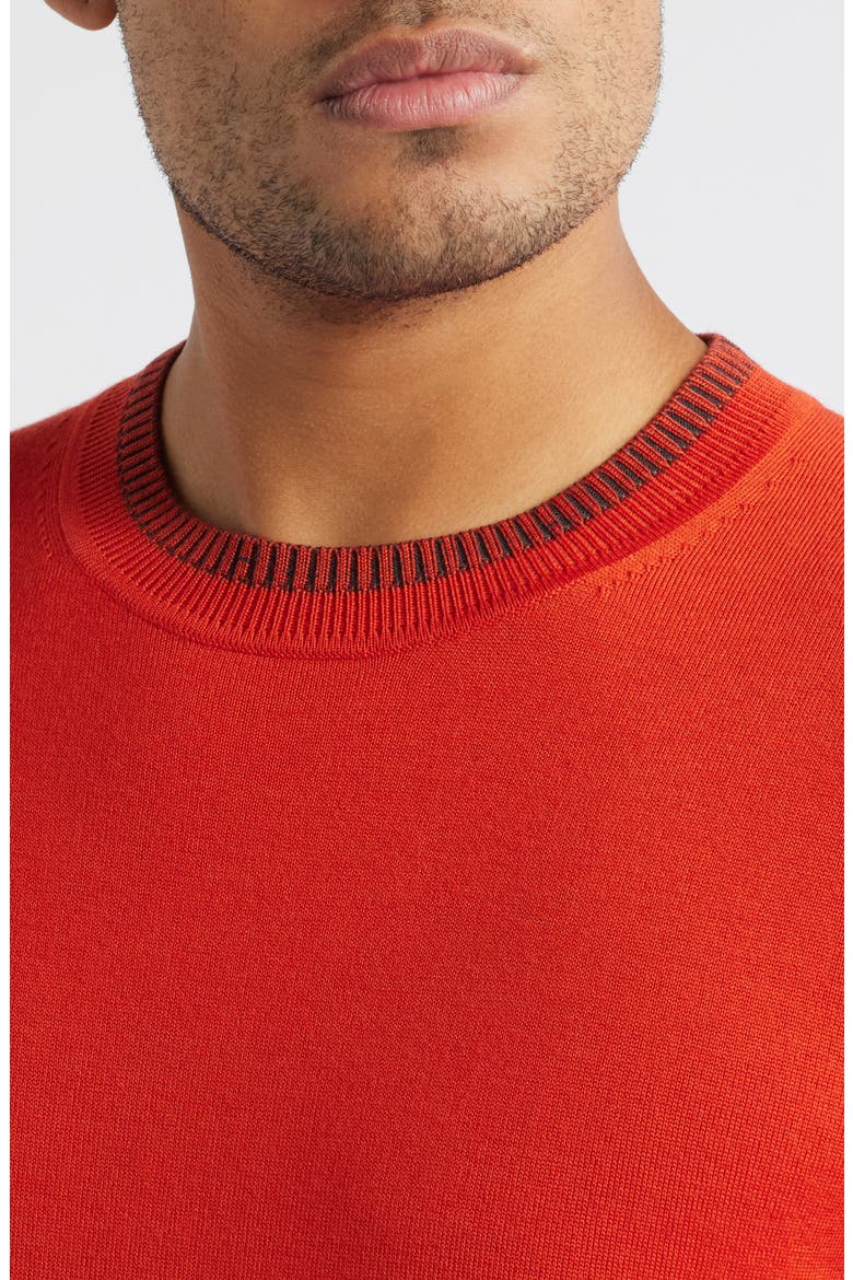 Merino Wool Crewneck Sweater, Alternate, color, CORAL RED