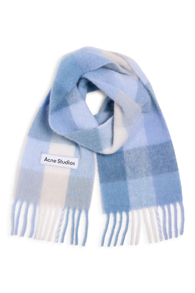 Vally Plaid Alpaca, Wool & Mohair Blend Scarf, Alternate, color, LIGHT BLUE/ WHITE/ POWDER BLUE