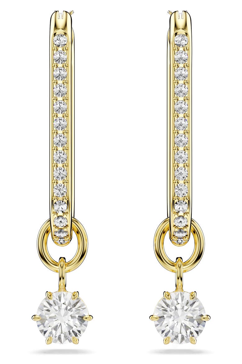 Constella Crystal Hoop Earrings, Main, color, GOLD/ WHITE