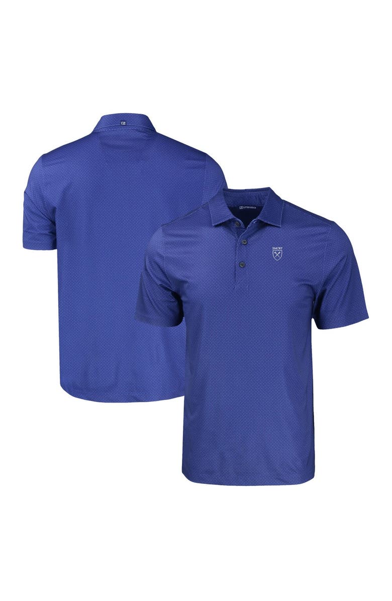 Cutter & Buck Men's Cutter & Buck Blue Emory Eagles Pike Eco Tonal Geo Print Stretch Recycled Polo, Main, color, Blue