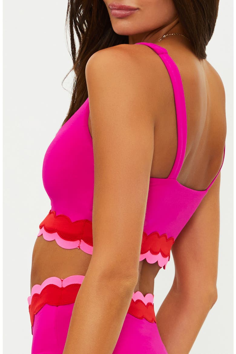 Marin Scallop Colorblock Bikini Top, Alternate, color, FUCHSIA RED NEON PINK WAVE