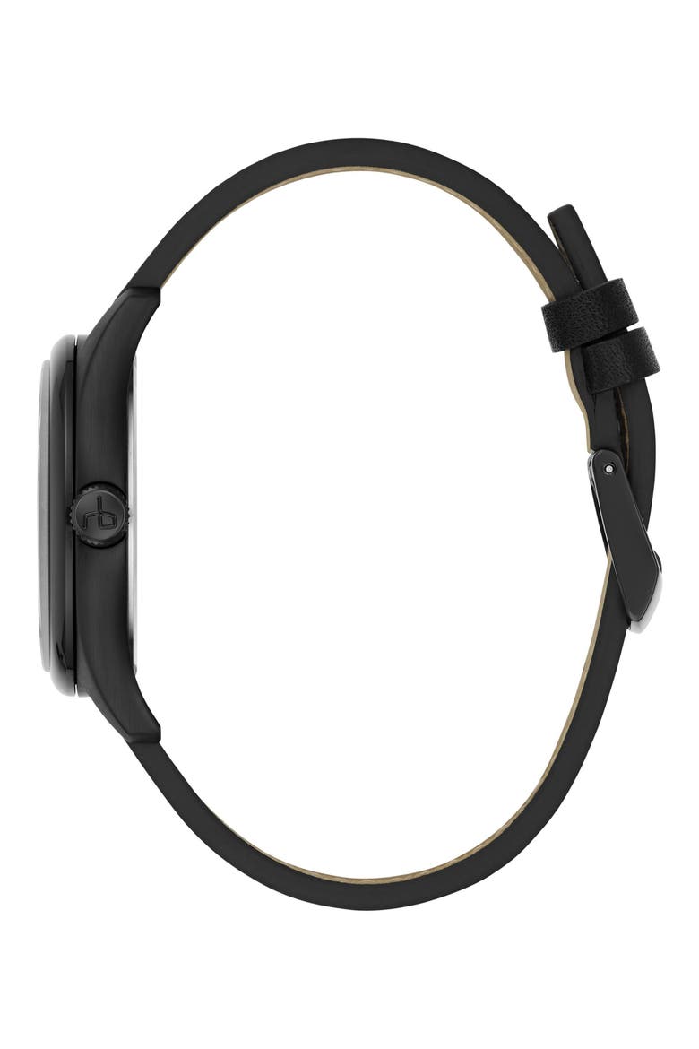 Dean Leather Strap Watch, 38mm, Alternate, color, BLACK