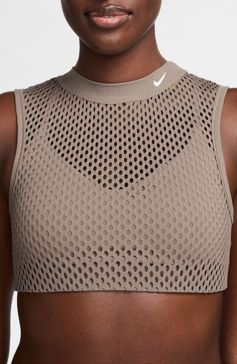 Nike Indy Net Light-Support Padded Sports Bra, Main, color, Mink Brown/ White