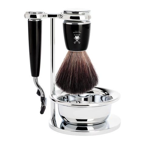 Rytmo Black 4-Piece Black Fiber & Mach-3 Shaving Set