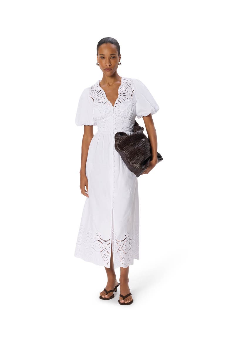 22454328 100% Cotton Broderie V-Neck Dress, Main, color, White