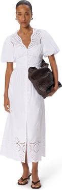 22454328 100% Cotton Broderie V-Neck Dress