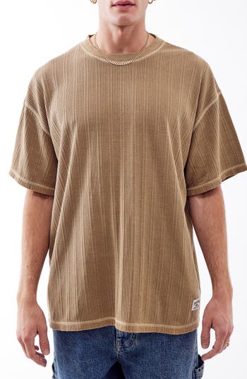 Shop Bdg Urban Outfitters Variegated Recycled Cotton Rib T-shirt In Camel