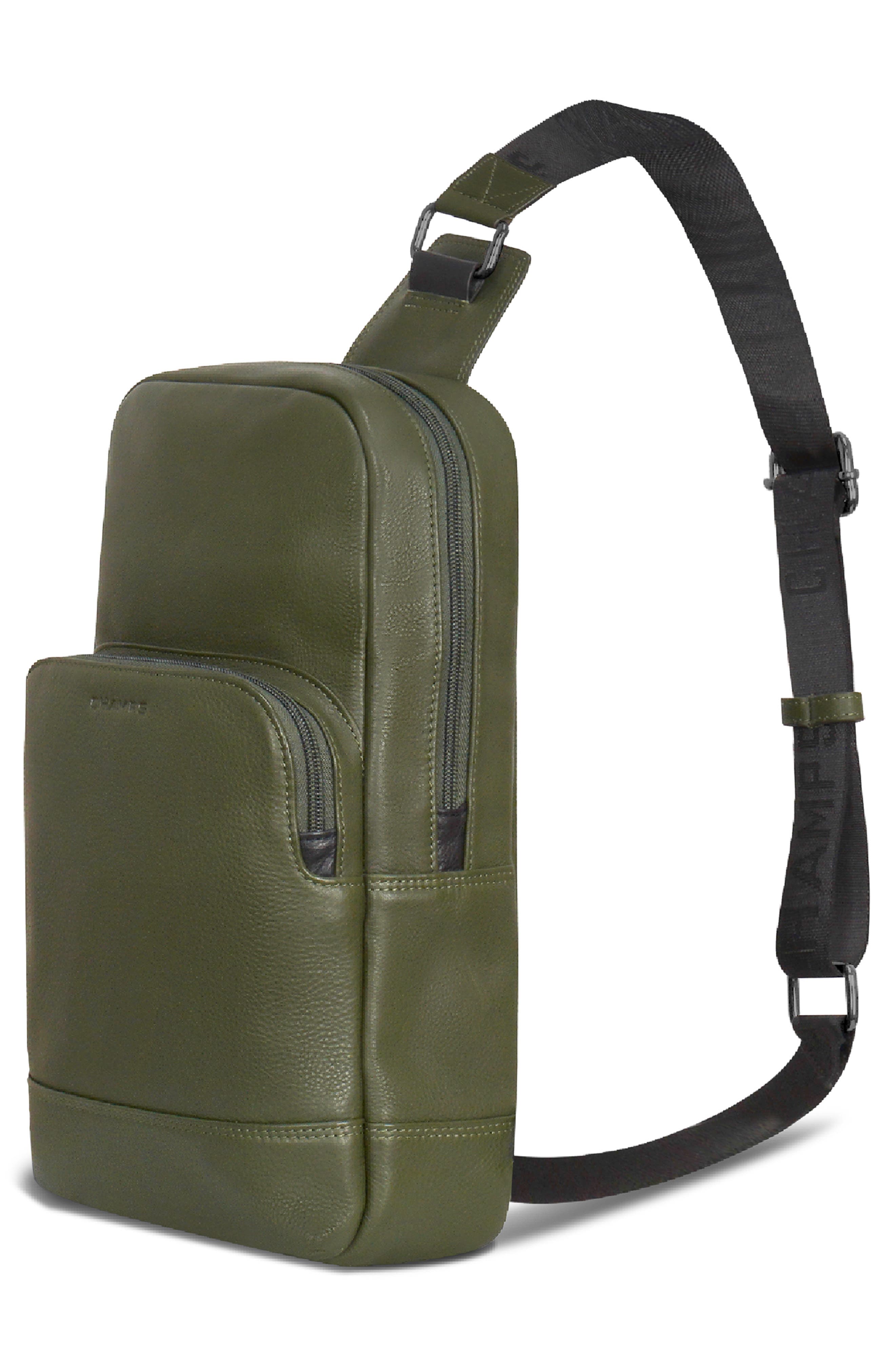 CHAMPS Onyx Leather Sling Bag, Alternate, color, Khaki
