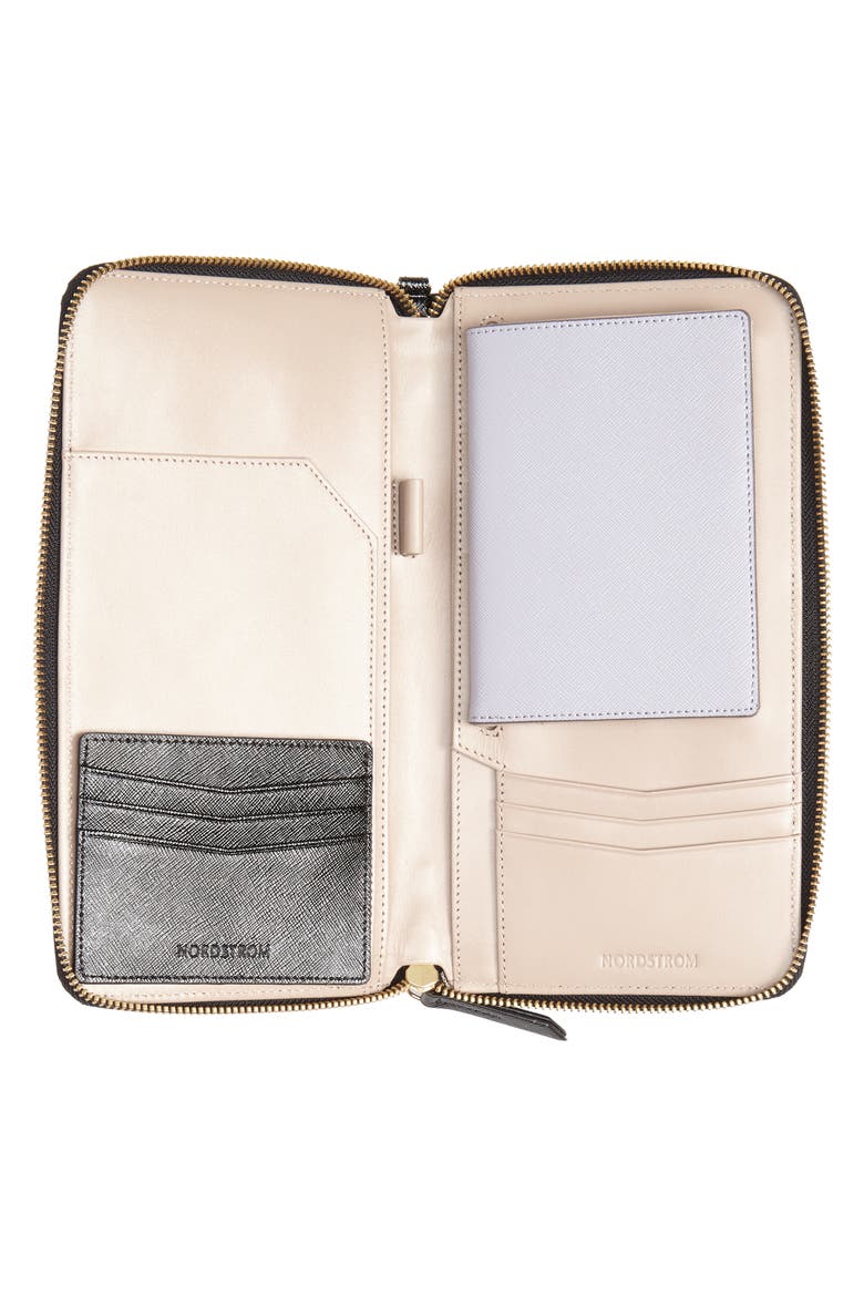 Leather Travel Organizer, Alternate, color, BLACK