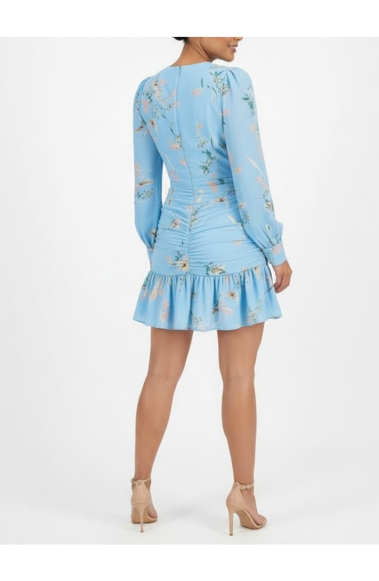 RACHEL Rachel Roy Blair Long Sleeve Ruched Mini Dress, Alternate, color, Sky Blossom