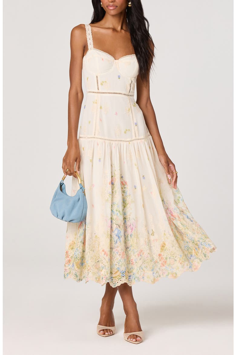 Pellagia Eyelet Maxi Dress, Alternate, color, CREAM MULTI FLORAL