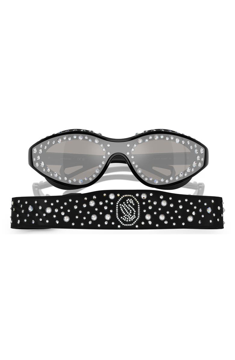 Swarovski 42mm Wraparound Sunglasses with Strap, Alternate, color, 