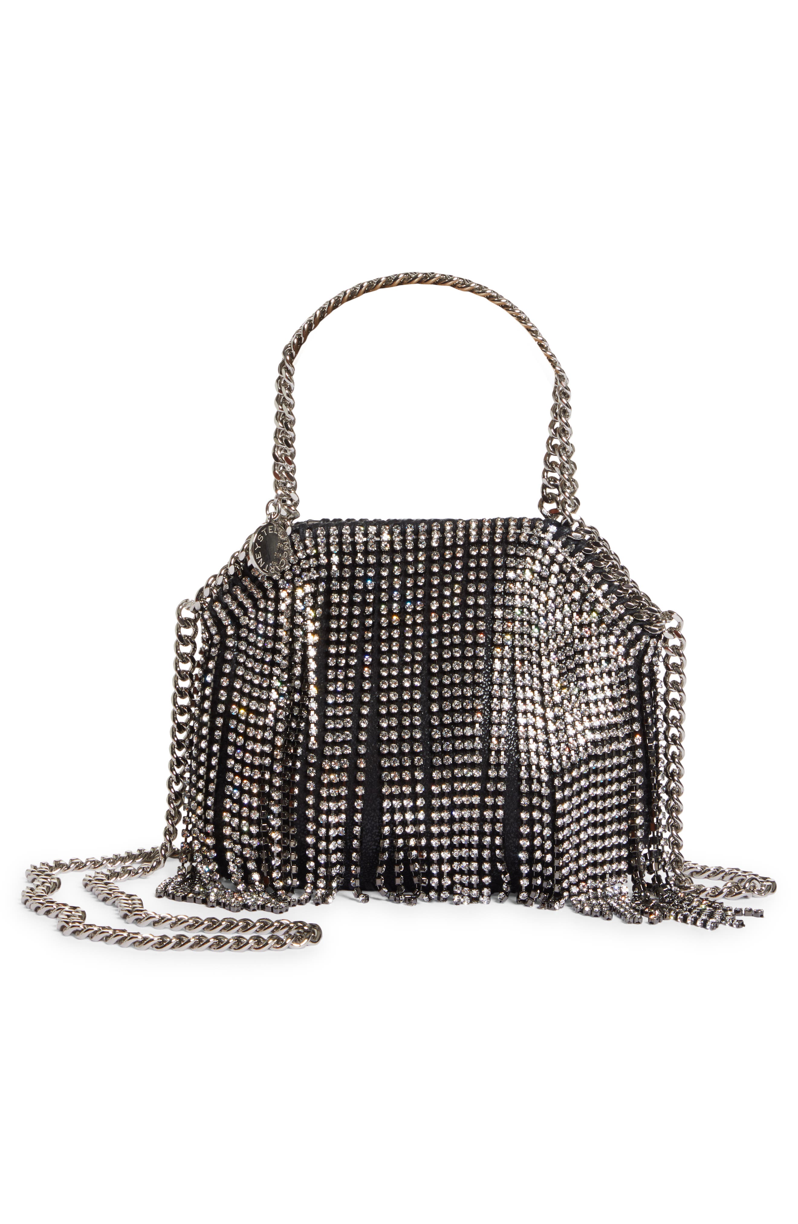 Stella McCartney Mini Falabella Crystal Fringe Shoulder Bag, Alternate, color, 