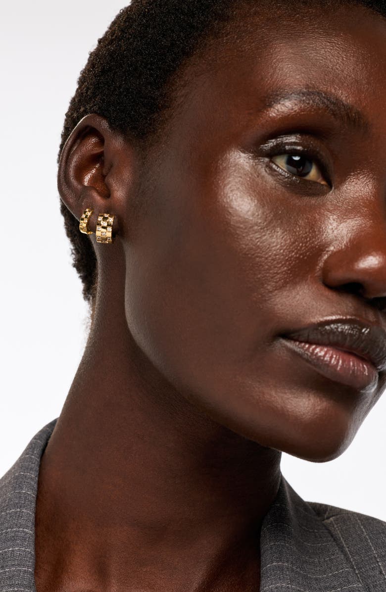 Ana Luisa Eden Cubic Zirconia Mini Huggie Hoop Earrings, Alternate, color, Gold / Clear