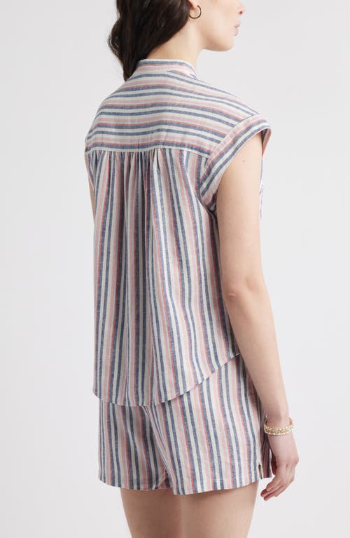 Caslonr Caslon(r) Stripe Linen Blend Short Sleeve Button-up Shirt