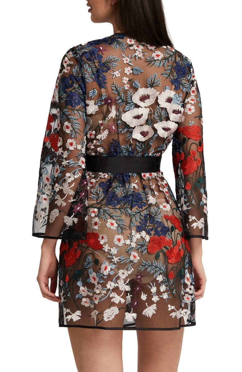 Rya Collection Georgia Floral Embroidered Tie Waist Cover-Up Robe, Alternate, color, 