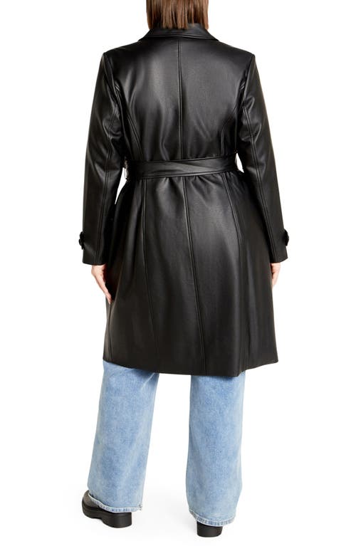 City Chic Briella Faux Leather Trench Coat In Black