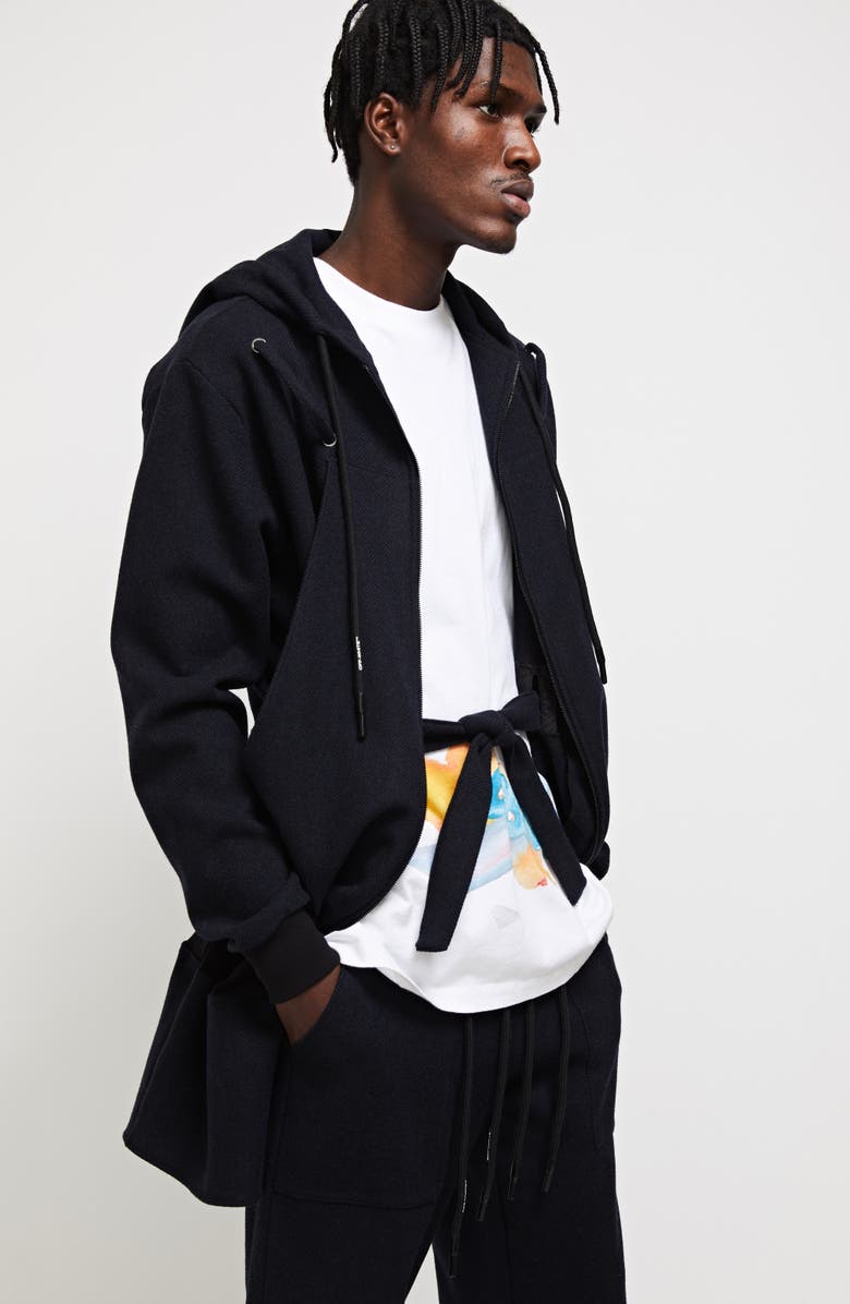 Off-White Andre Walker x Off-White Long Belted Wool Hoodie, Alternate, color,