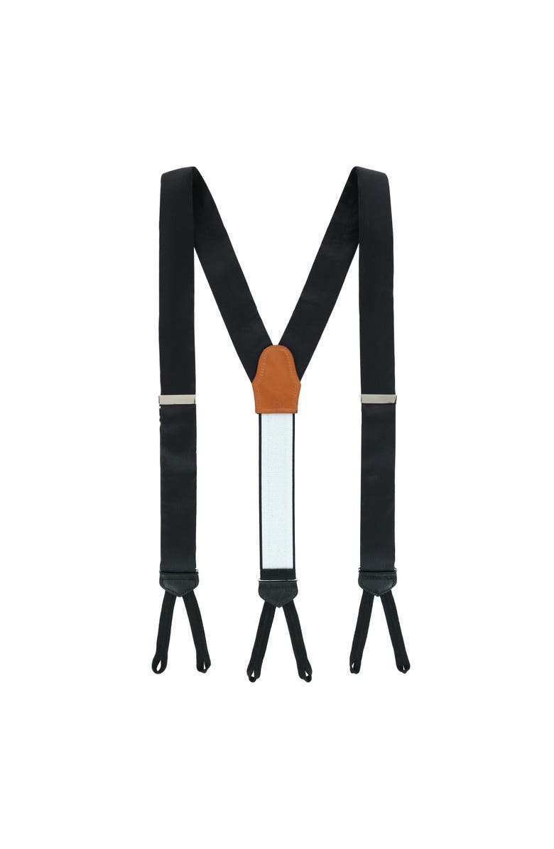 Trafalgar Big & Tall Monte Bello Interlocked Silk Formal Suspenders, Alternate, color, Black