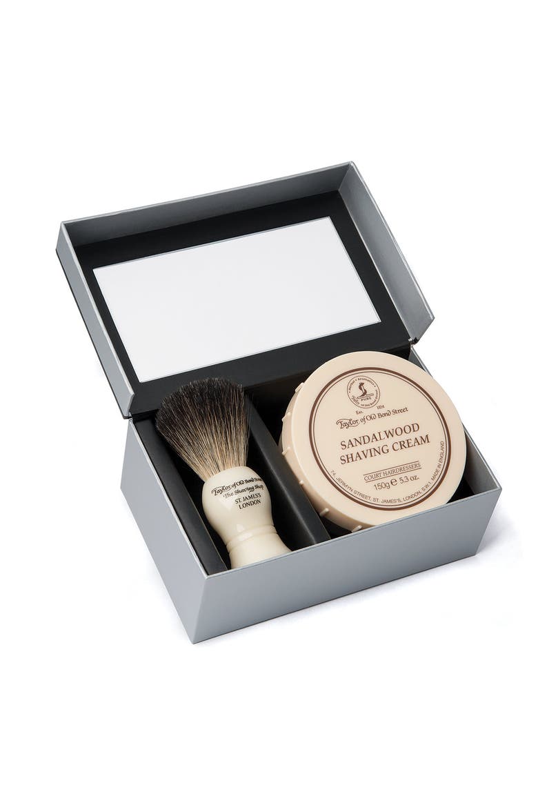 Pure Badger & Sandalwood Shaving Cream Gift Box, Alternate, color, White