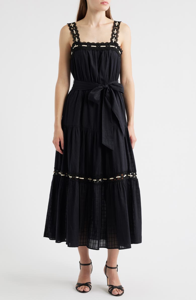 Anne Klein Lace Trim Cotton Sundress, Main, color, 