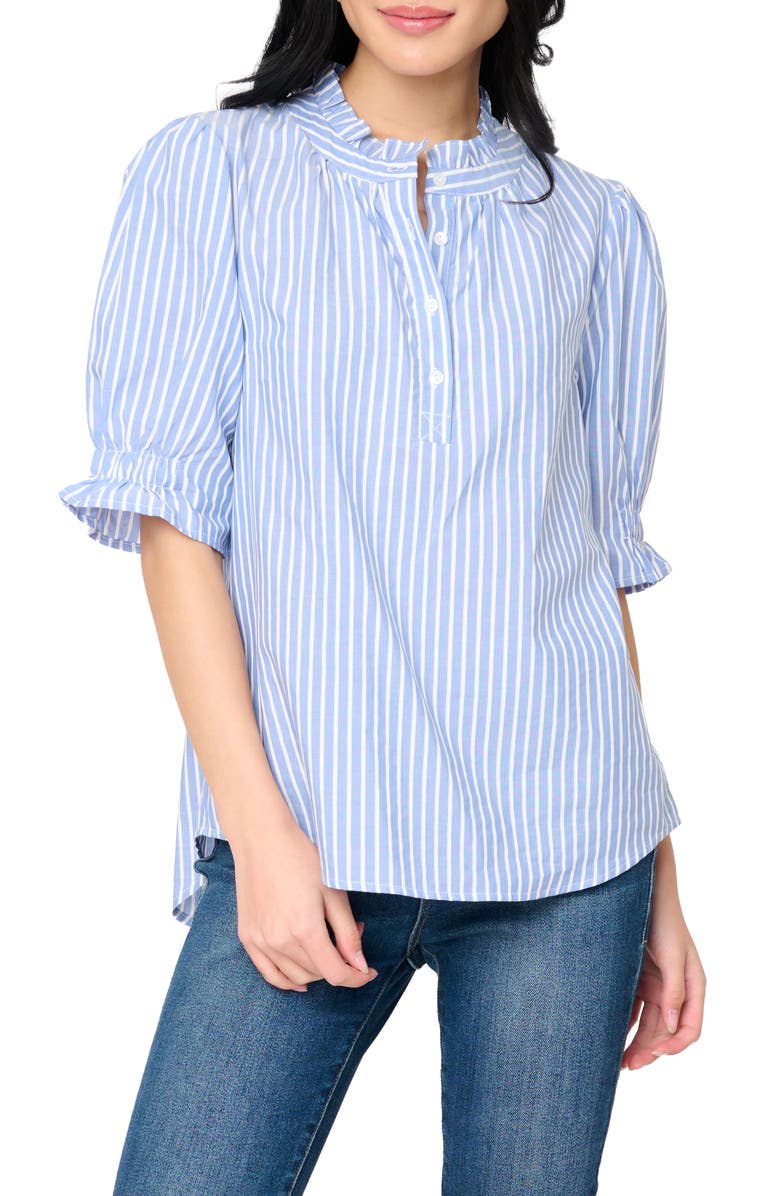 GIBSONLOOK Dianthus Puff Sleeve Henley Shirt, Main, color, 