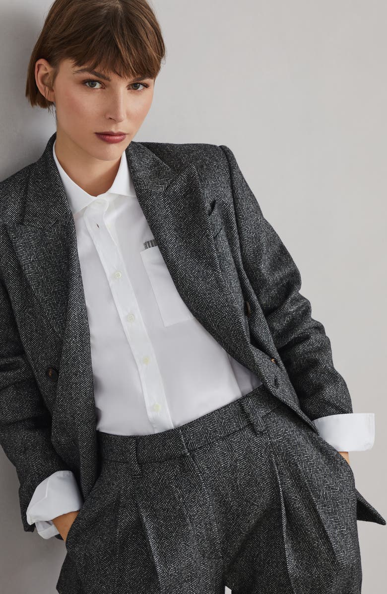 Brunello Cucinelli Carded chevron blazer, Alternate, color, 