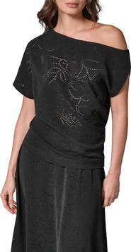 Donna Karan New York Laser Cut One-Shoulder Top